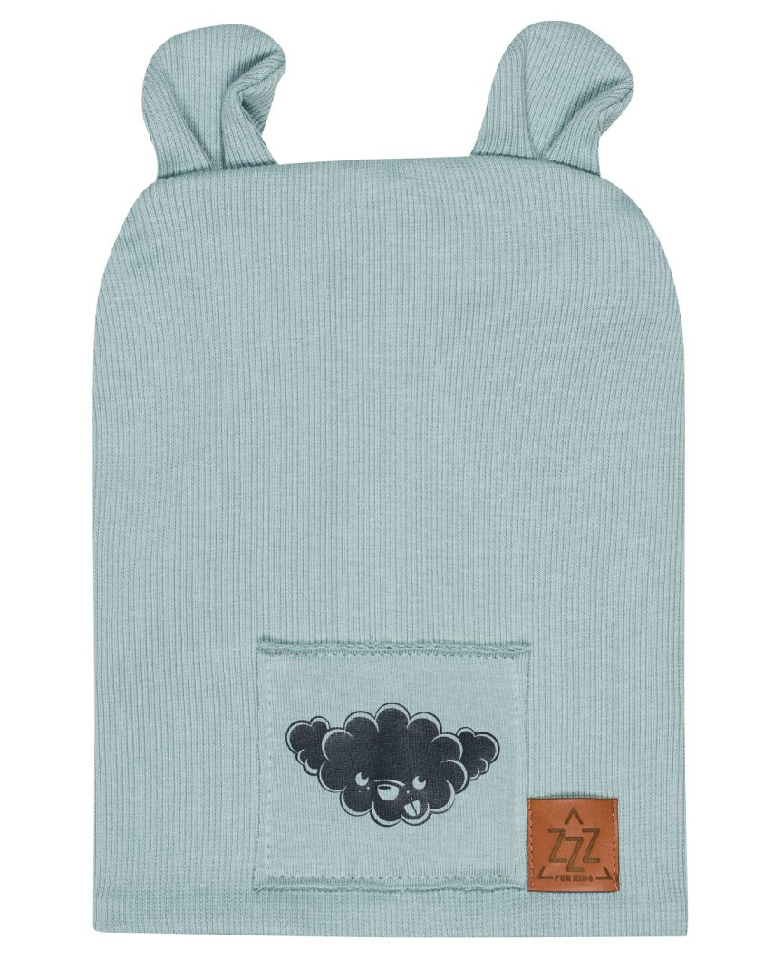 Dziecięca Czapka Prążkowana typu Beanie z Uszkami Miętowa
