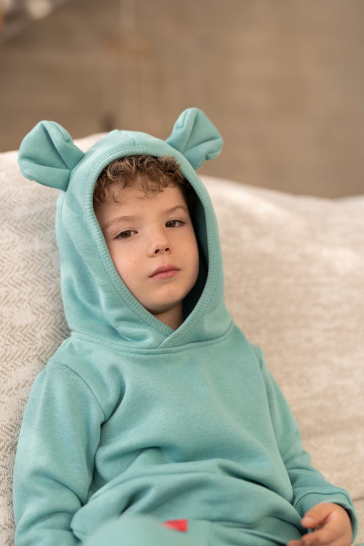 Bluza Dziecięca z Kapturem i Uszkami Miętowa