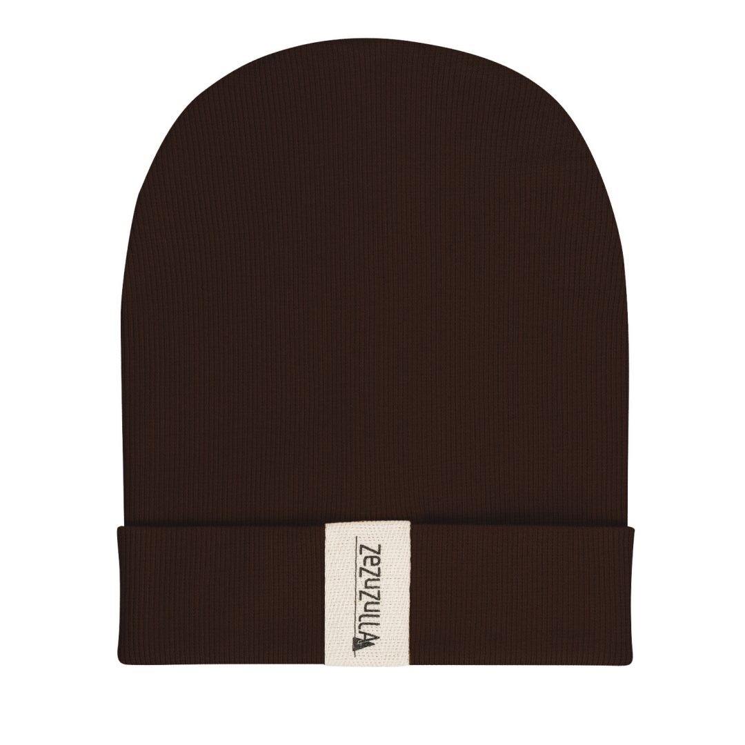 Dziecięca Czapka Prążkowana typu Beanie Czekoladowa