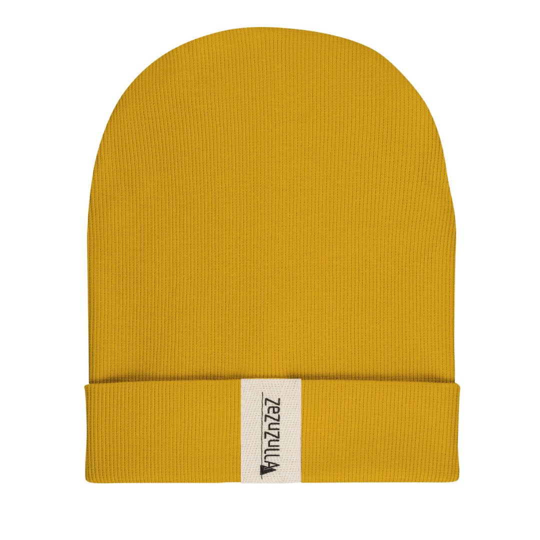 Dziecięca Czapka Prążkowana typu Beanie Żółta
