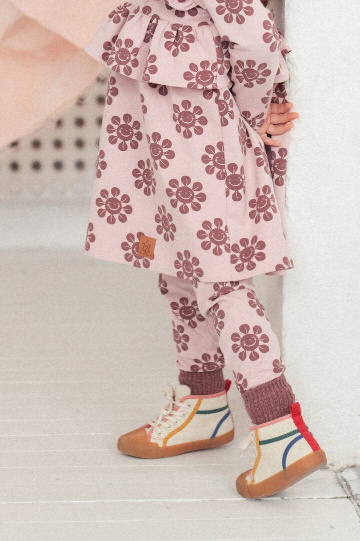 Legginsy Dziecięce Różowe w Kwiatki