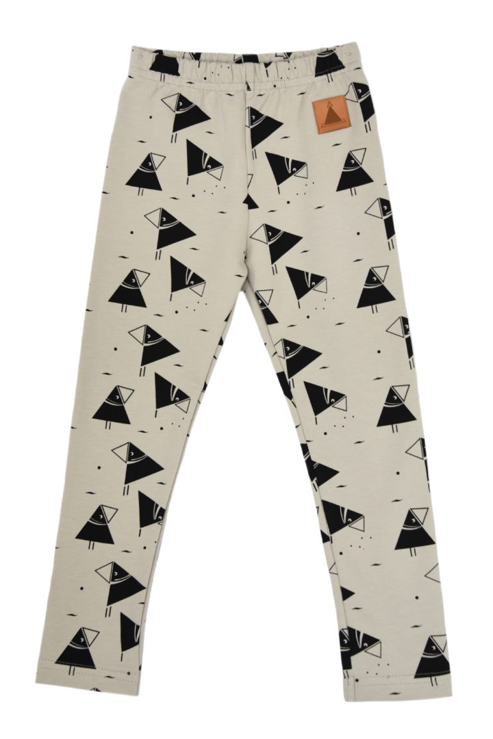 Legginsy Dziecięce Beżowe w Ptaszki