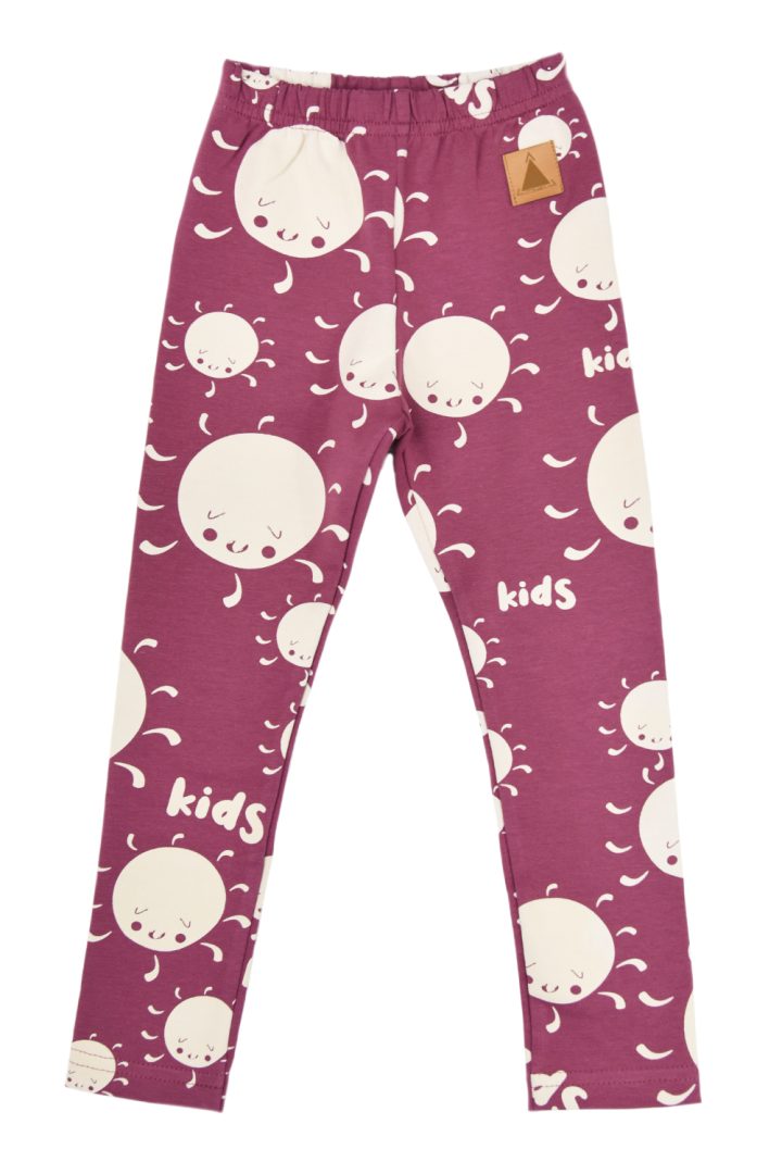 Legginsy Dziecięce Liliowe w Słoneczka