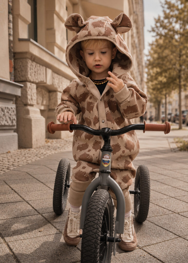 Brown Baby Jumpsuit with Wild Boar Pattern
